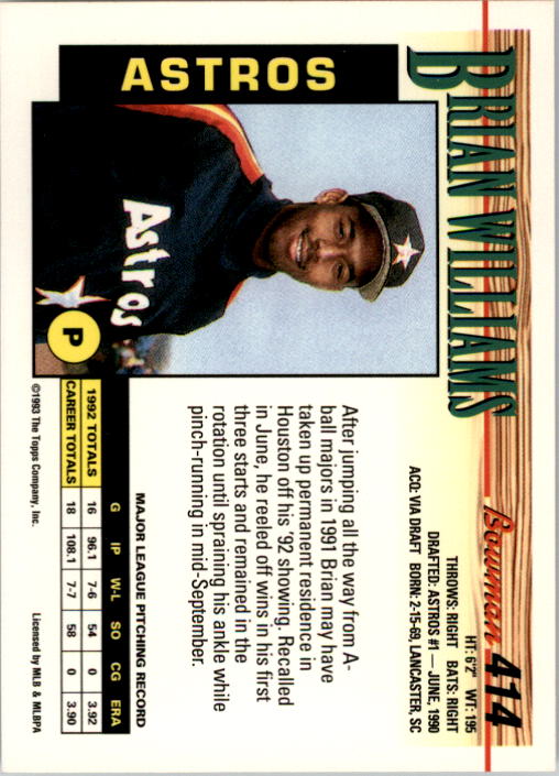 1993 Bowman Baseball "Main Set" Base Cards #251 to #500 - Picture 329 of 499
