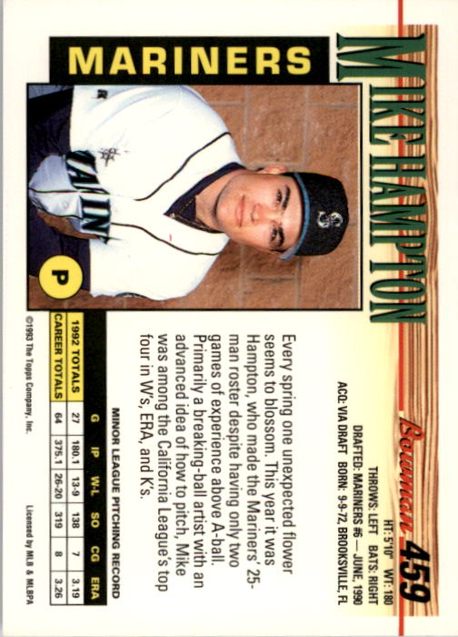 1993 Bowman Baseball "Main Set" Base Cards #251 to #500 - Picture 419 of 499