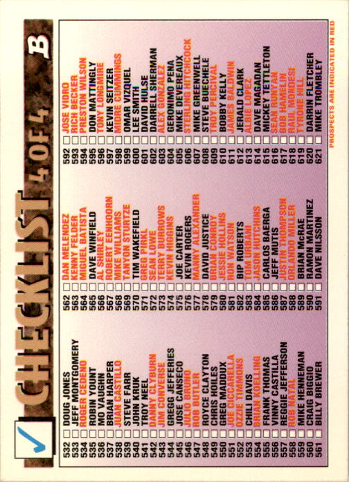 1993 Bowman #708 Checklist 4