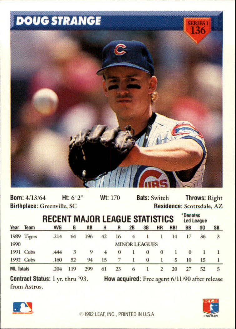 1993 Donruss #136 Doug Strange back image