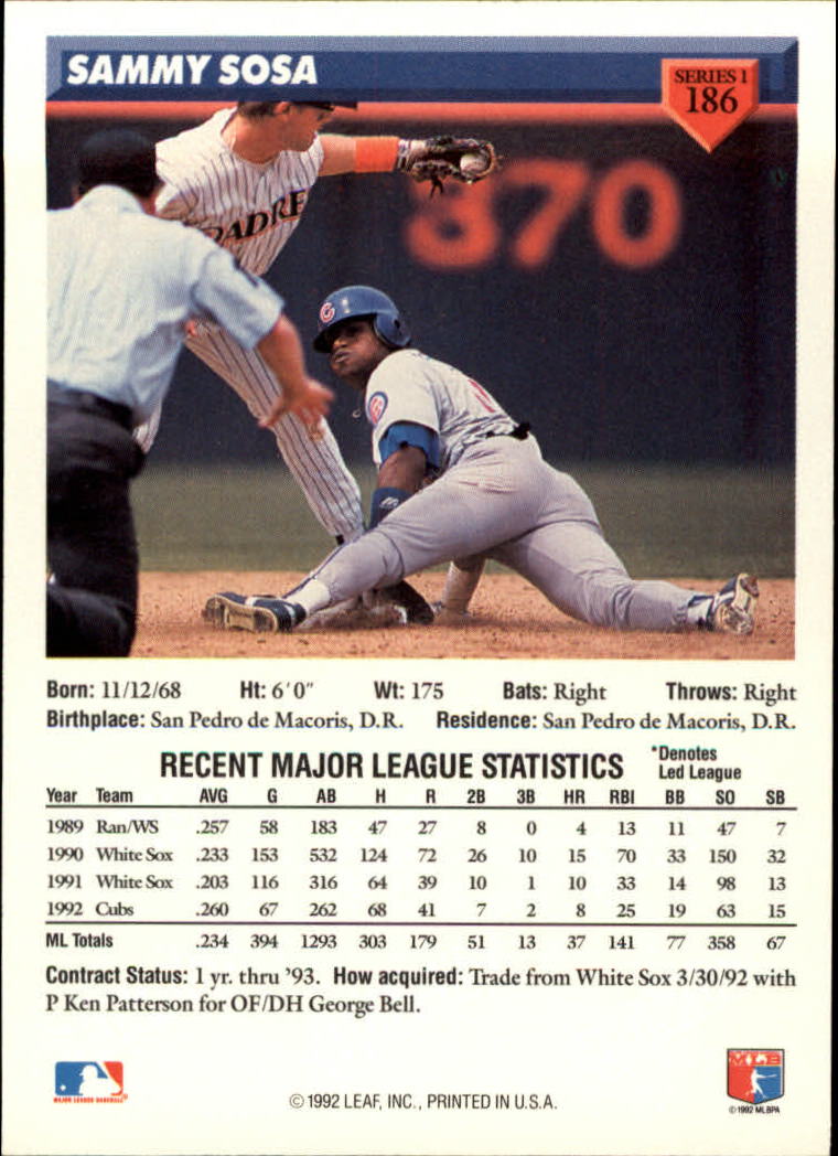 1993 Topps #156 Sammy Sosa NM-MT Chicago Cubs Baseball