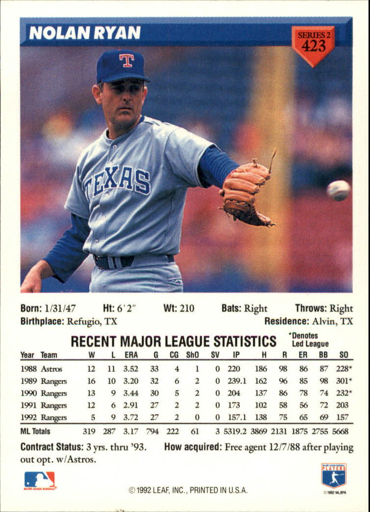 nolan ryan 1993 donruss #423 Values - MAVIN