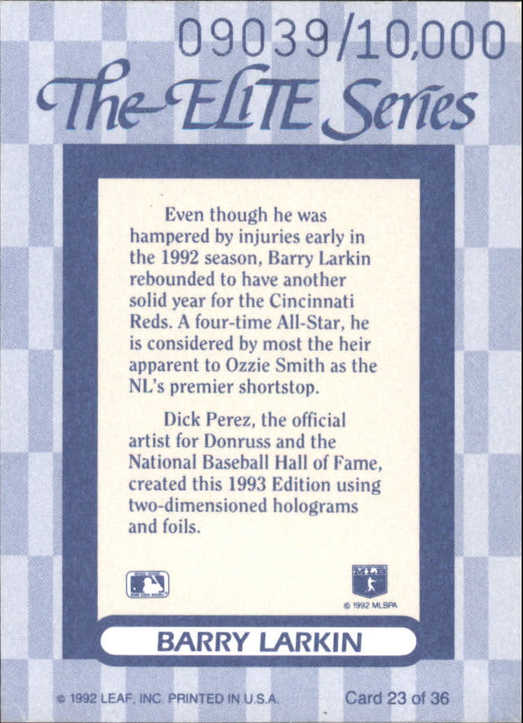 1993 Donruss Elite #23 Barry Larkin back image