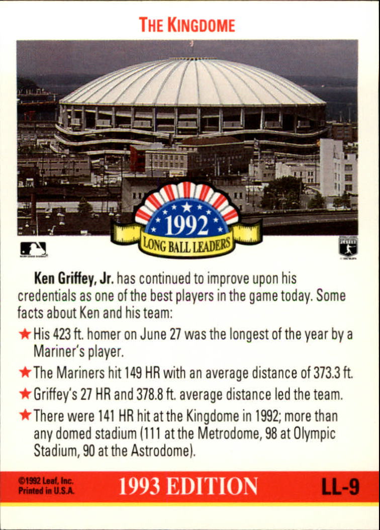 1993 Donruss Long Ball Leaders #LL9 Ken Griffey Jr. back image