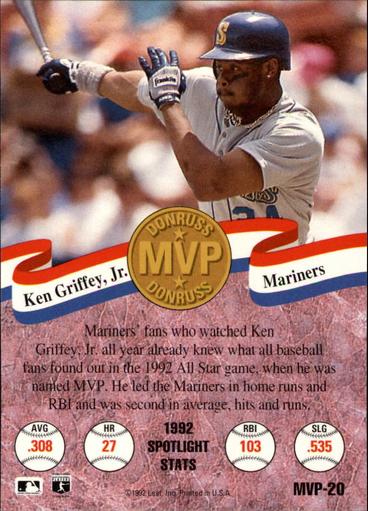 1993 Donruss MVPs #20 Ken Griffey Jr. back image