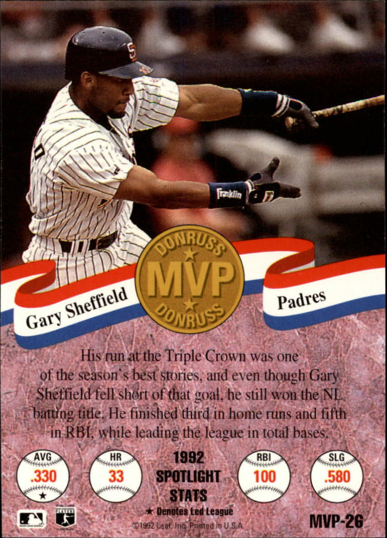 1993 Donruss MVPs #26 Gary Sheffield back image