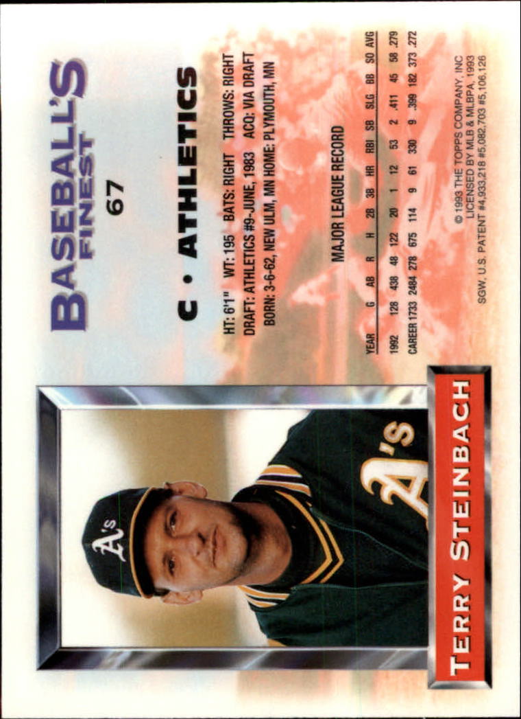 1993 Finest #67 Terry Steinbach back image