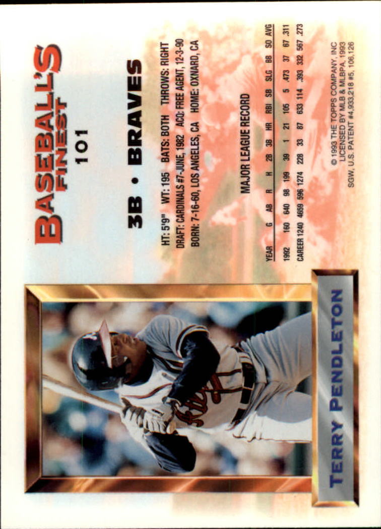 1993 Finest #101 Terry Pendleton AS back image