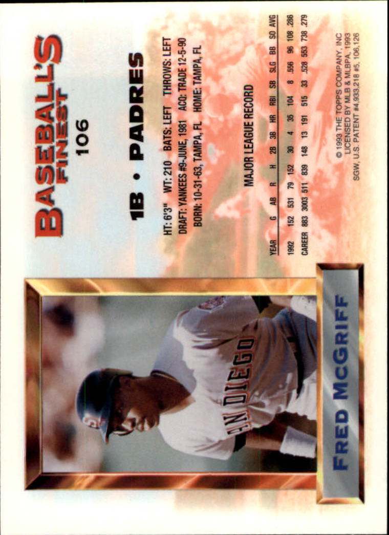1993 Finest #106 Fred McGriff AS back image