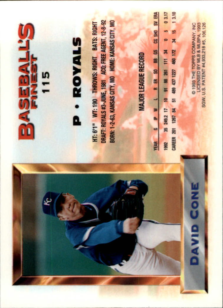 1993 Finest #115 David Cone AS back image