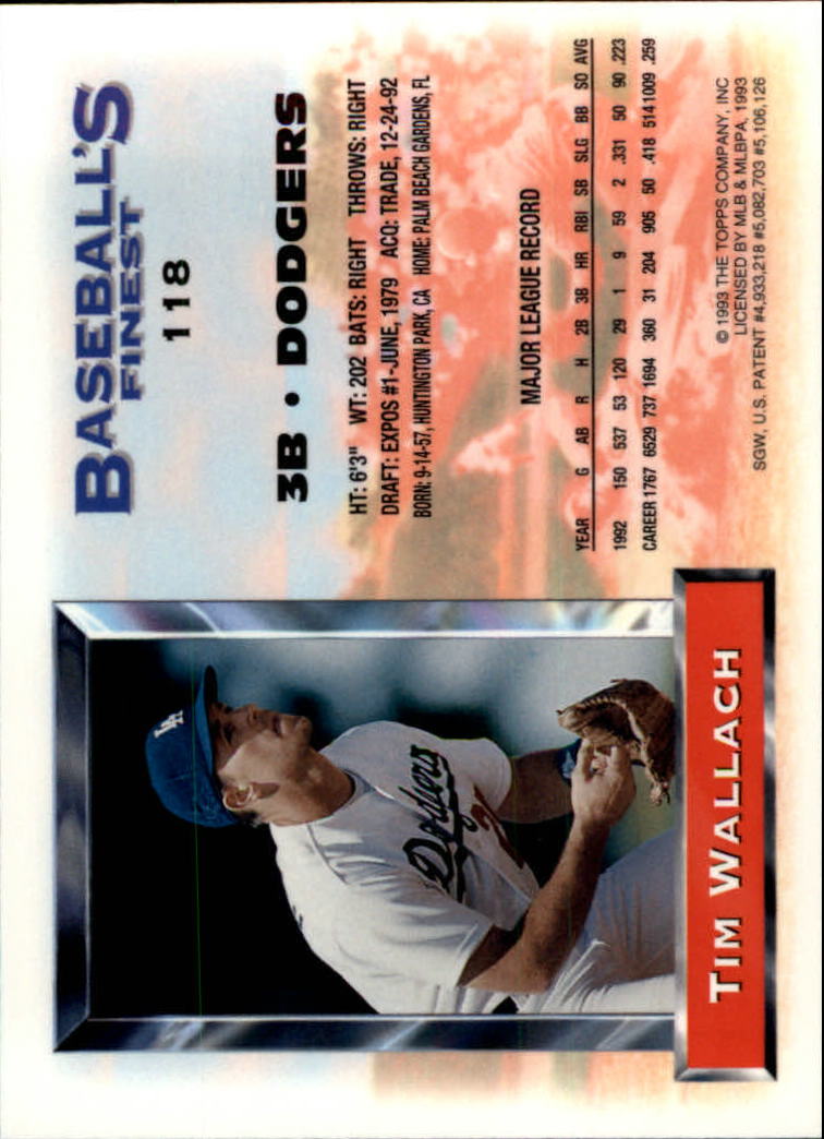 1993 Finest #118 Tim Wallach back image