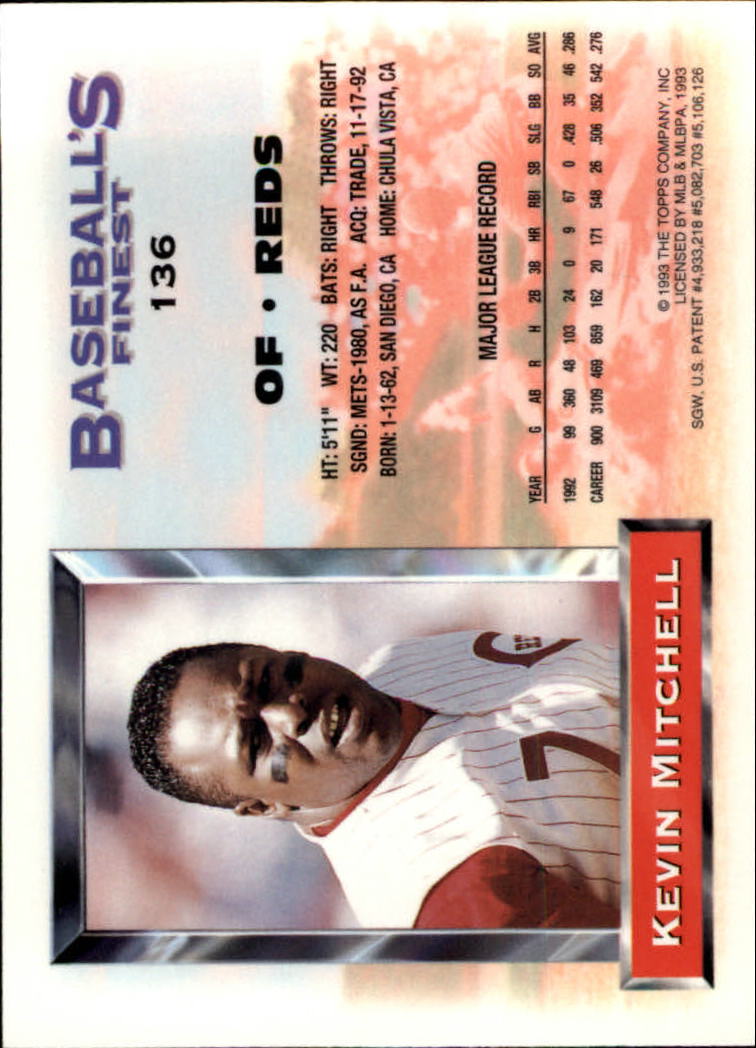 1993 Finest #136 Kevin Mitchell back image