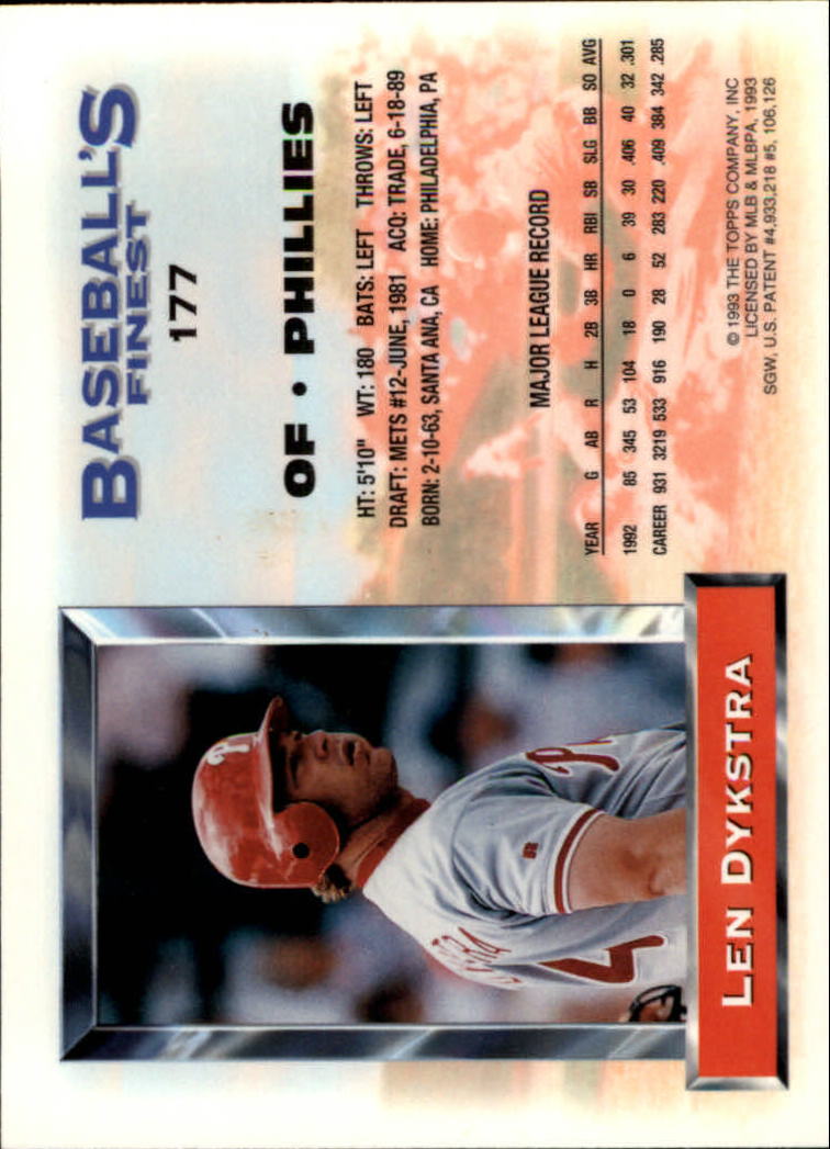 A6559- 1993 Feinstes Baseball Card # S 1-199 + Rookies -du Pick- 15 + Kostenlose - Bild 307 von 351