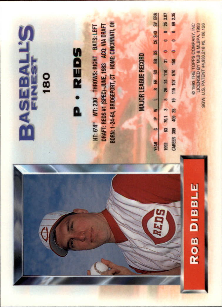 1993 Finest #180 Rob Dibble back image