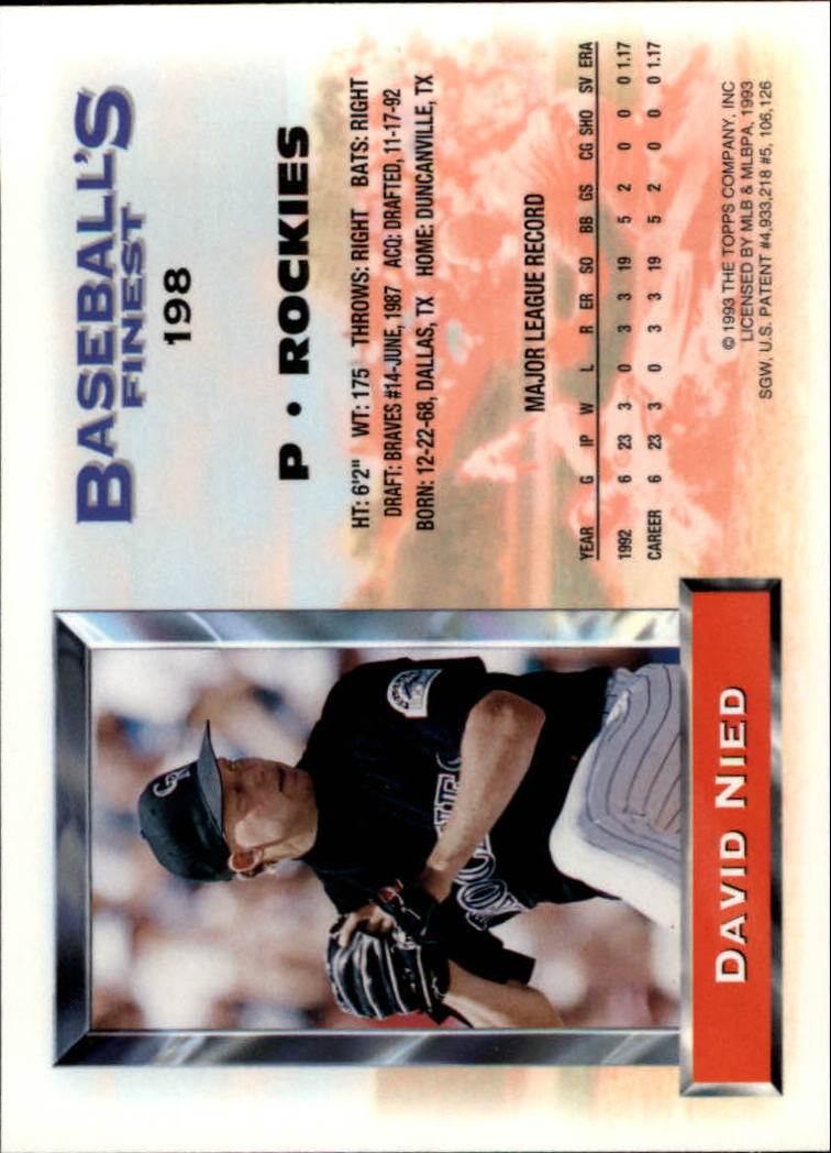 1993 Finest #198 David Nied back image