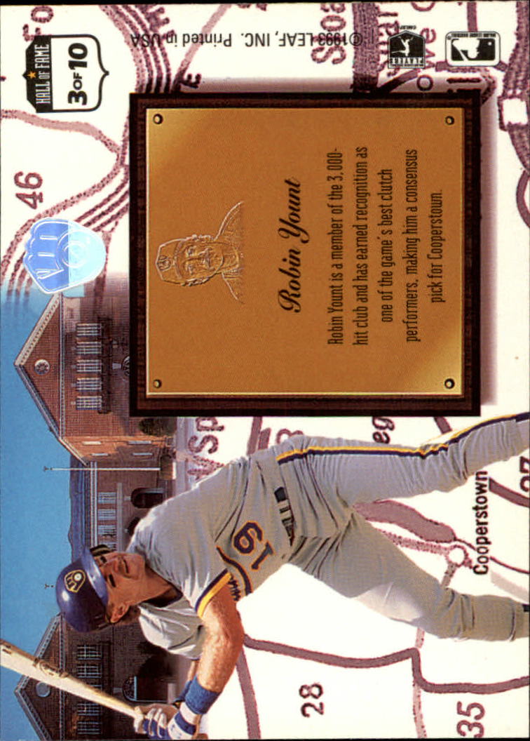 1993 Leaf Heading for the Hall #3 Robin Yount back image