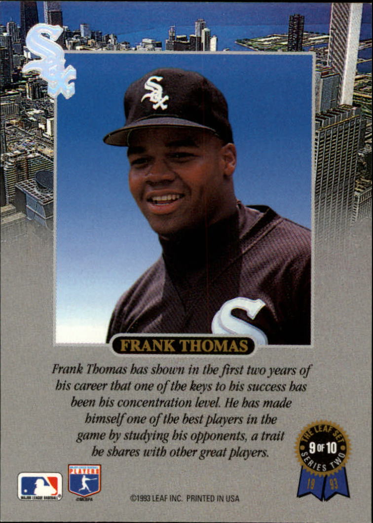 1993 Leaf Thomas #9 Frank Thomas/Concentration back image