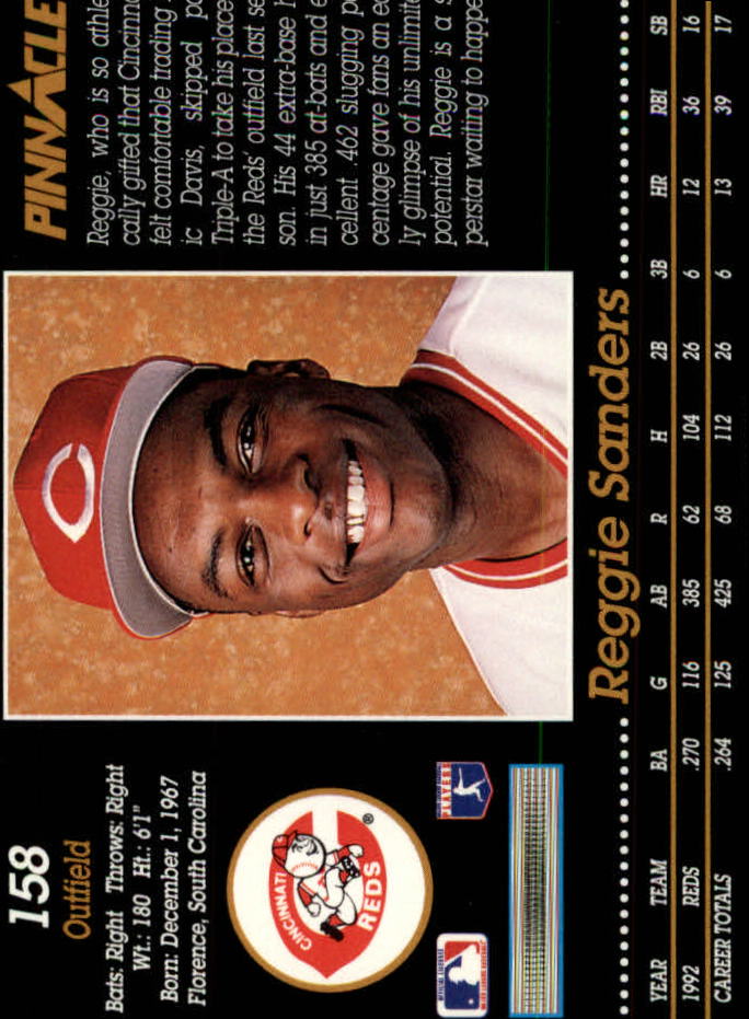 1993 Pinnacle #158 Reggie Sanders back image