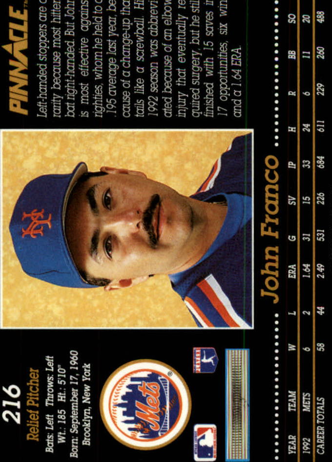 1993 Pinnacle (Score) Baseball "Main Set" Base Cards #201 to #400 - Picture 33 of 401