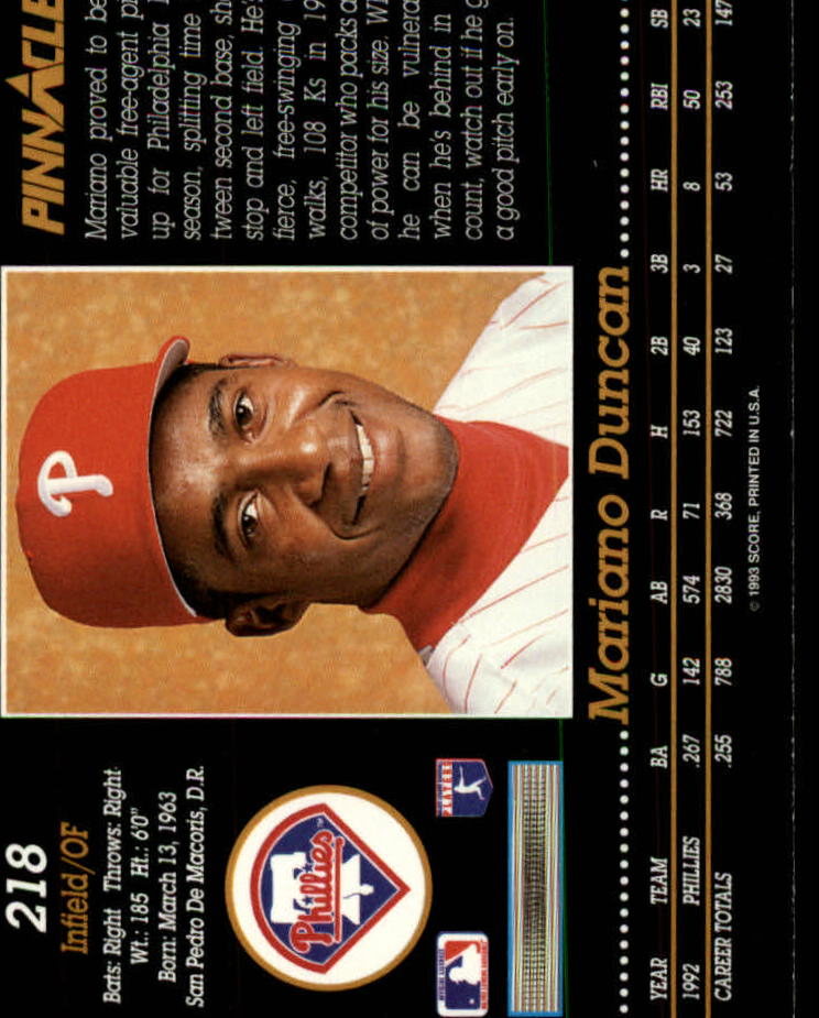 1993 Pinnacle (Score) Baseball "Main Set" Base Cards #201 to #400 - Picture 37 of 401