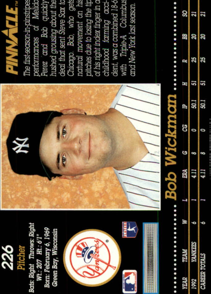 1993 Pinnacle (Score) Baseball "Main Set" Base Cards #201 to #400 - Picture 53 of 401