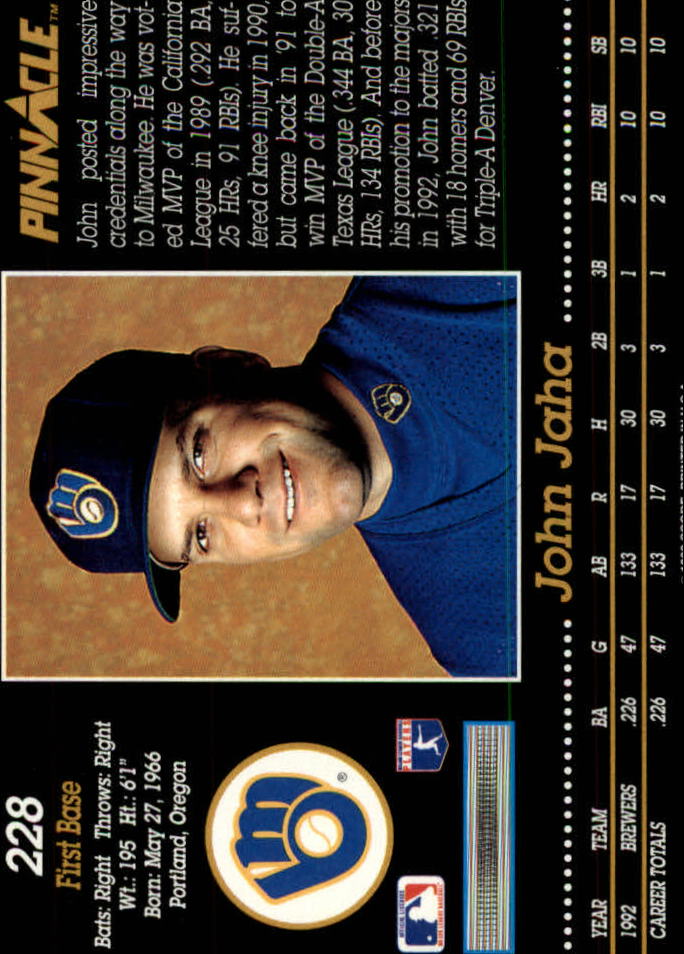 1993 Pinnacle (Score) Baseball "Main Set" Base Cards #201 to #400 - Picture 57 of 401