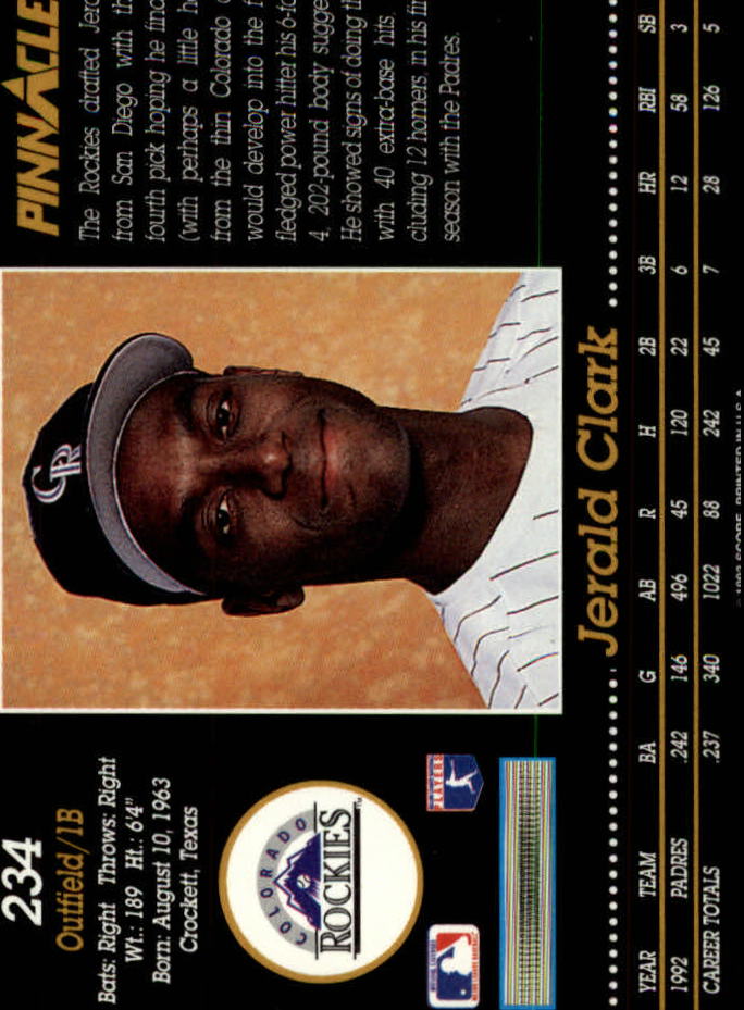 1993 Pinnacle (Score) Baseball "Main Set" Base Cards #201 to #400 - Picture 69 of 401
