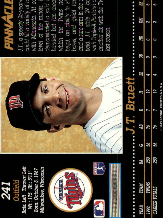 1993 Pinnacle (Score) Baseball "Main Set" Base Cards #201 to #400 - Picture 83 of 401