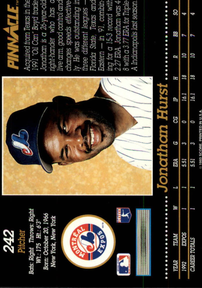 1993 Pinnacle (Score) Baseball "Main Set" Base Cards #201 to #400 - Picture 85 of 401