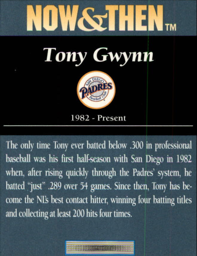 1993 Pinnacle #289 Tony Gwynn NT back image