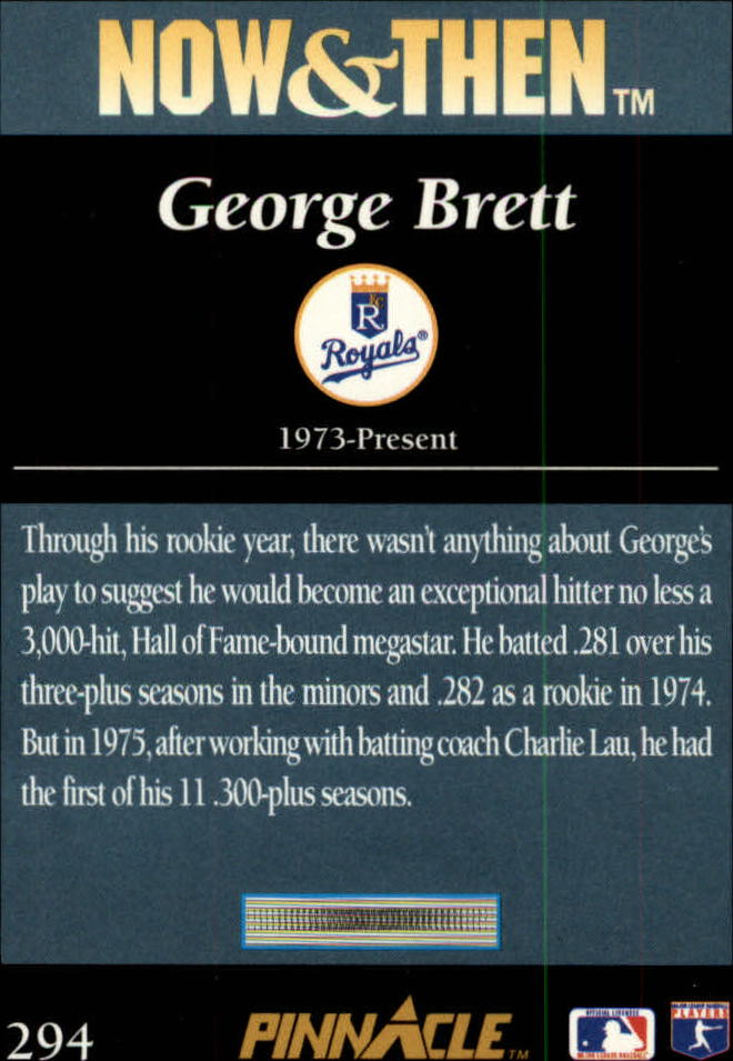 1993 Pinnacle #294 George Brett NT back image