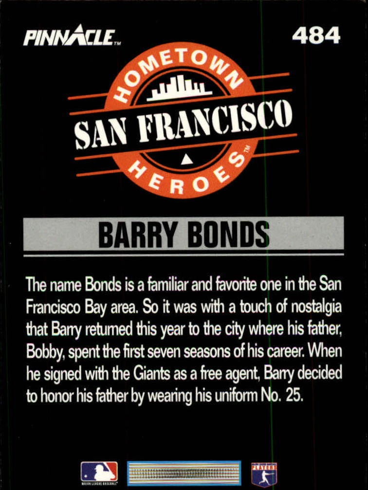 1993 Pinnacle #484 Barry Bonds HH back image