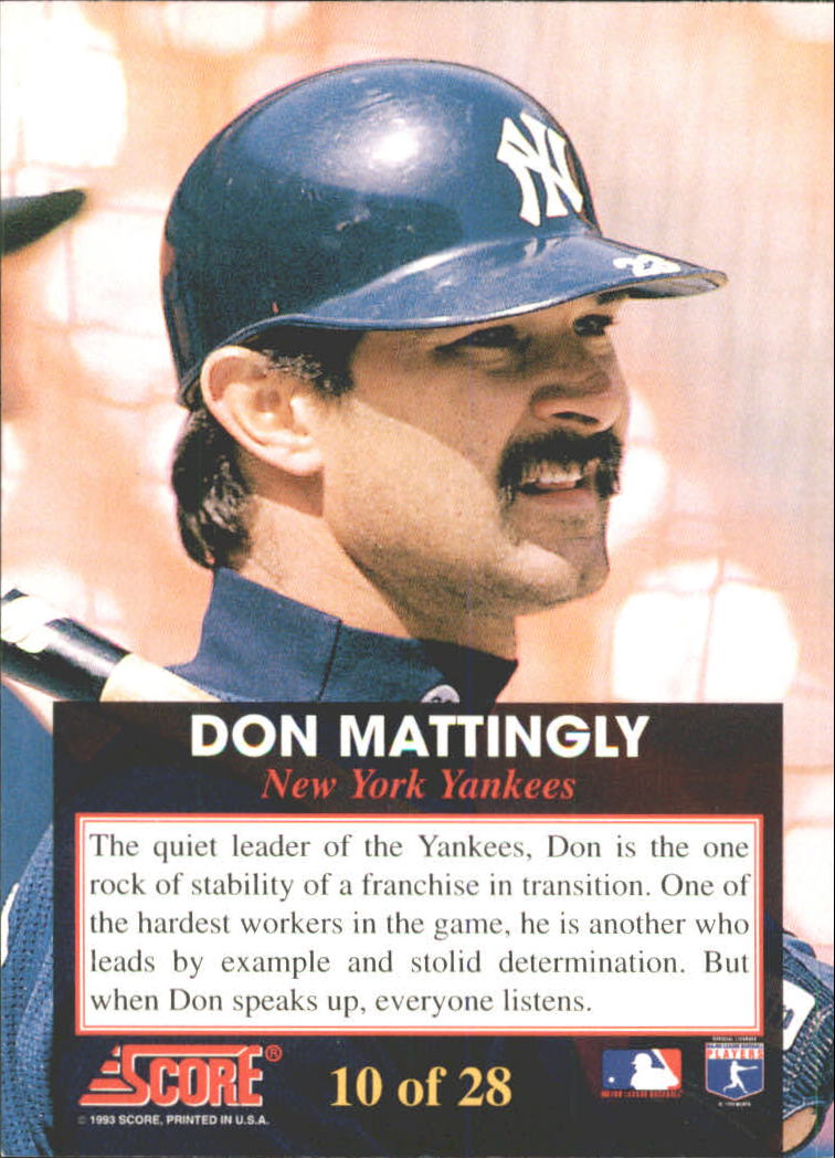1993 Score Franchise #10 Don Mattingly back image