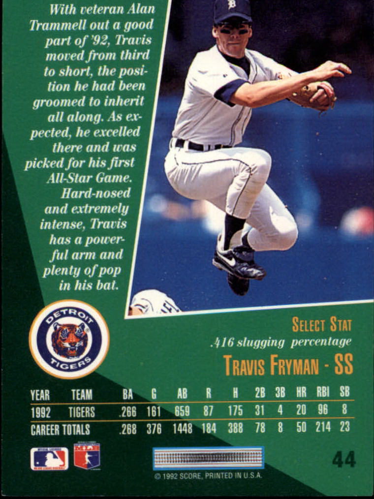 1993 Select #44 Travis Fryman back image