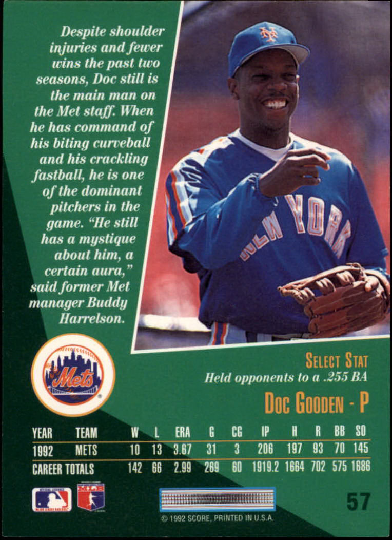 1993 Select #57 Dwight Gooden back image