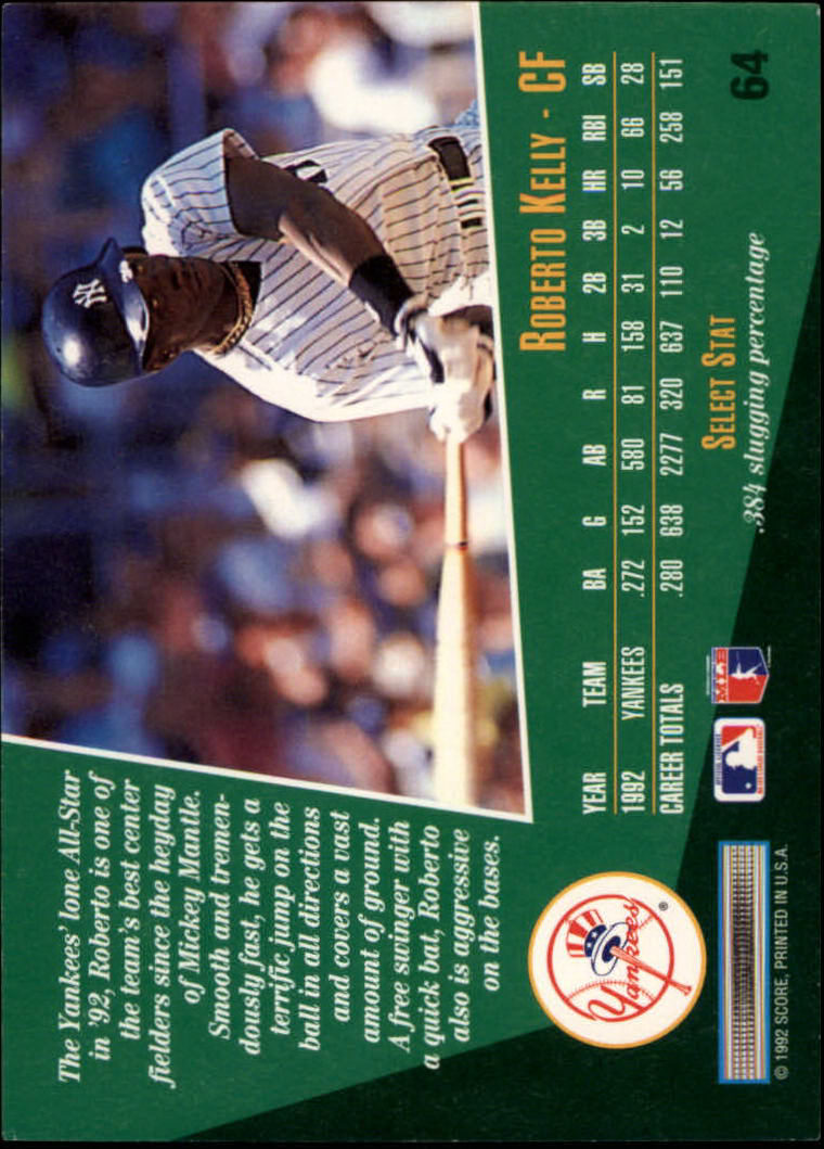 1993 Select #64 Roberto Kelly back image