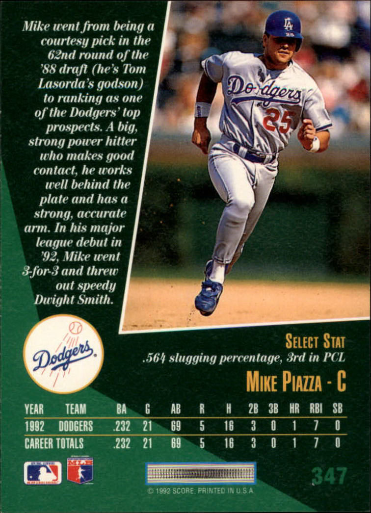 1993 Select #347 Mike Piazza back image