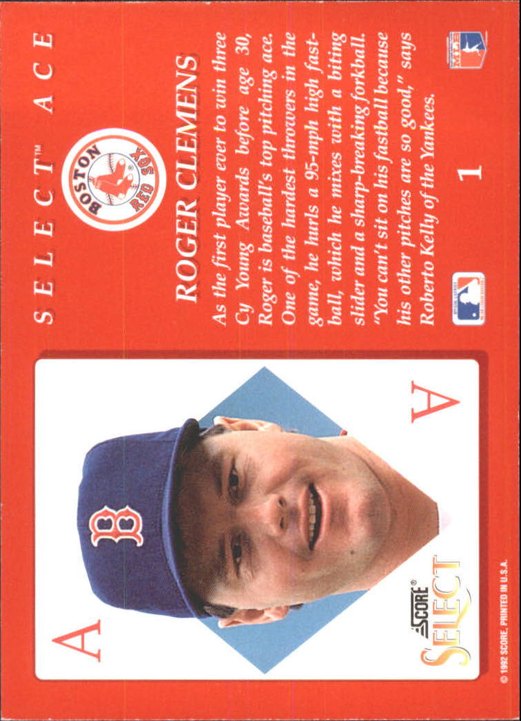 1993 Select Aces #1 Roger Clemens back image