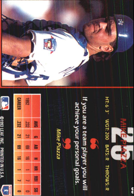 1993 Triple Play #55 Mike Piazza back image