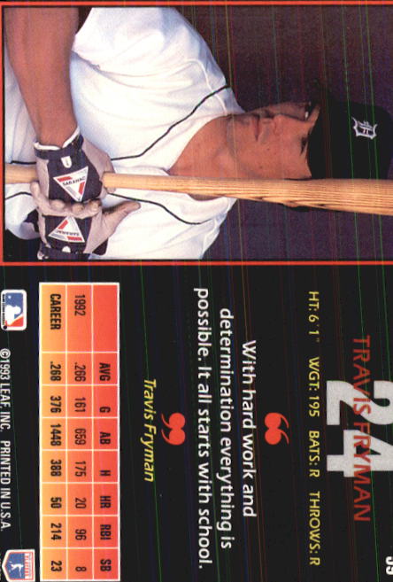 1993 Triple Play #59 Travis Fryman back image