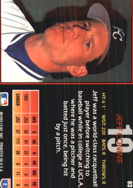 1993 Triple Play #93 Jeff Conine back image