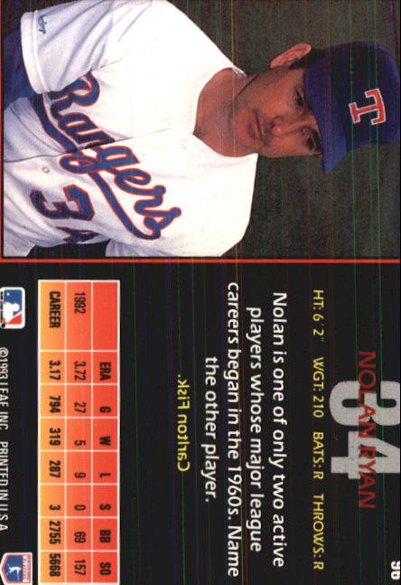 1993 Triple Play #96 Nolan Ryan back image