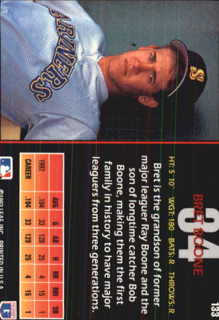 1993 Triple Play #133 Bret Boone back image