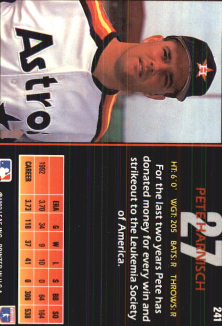 1993 Triple Play #241 Pete Harnisch back image