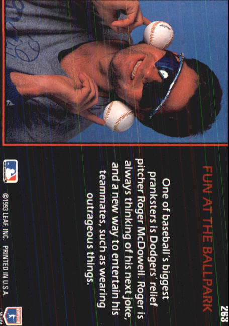 1993 Triple Play #263 Roger McDowell back image