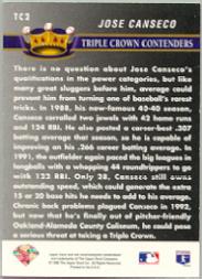 1993 Upper Deck Triple Crown #TC2 Jose Canseco back image