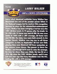 1993 Upper Deck Triple Crown #TC10 Larry Walker back image