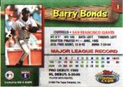 1993 Giants Stadium Club #1 Barry Bonds back image