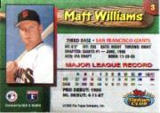 1993 Giants Stadium Club #3 Matt Williams back image