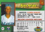 1993 Marlins Stadium Club #4 Alex Arias back image